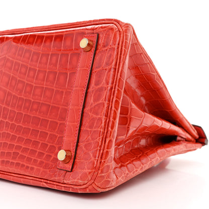 Hermes Shiny Niloticus Crocodile Birkin 30 Sanguine 9 of 15