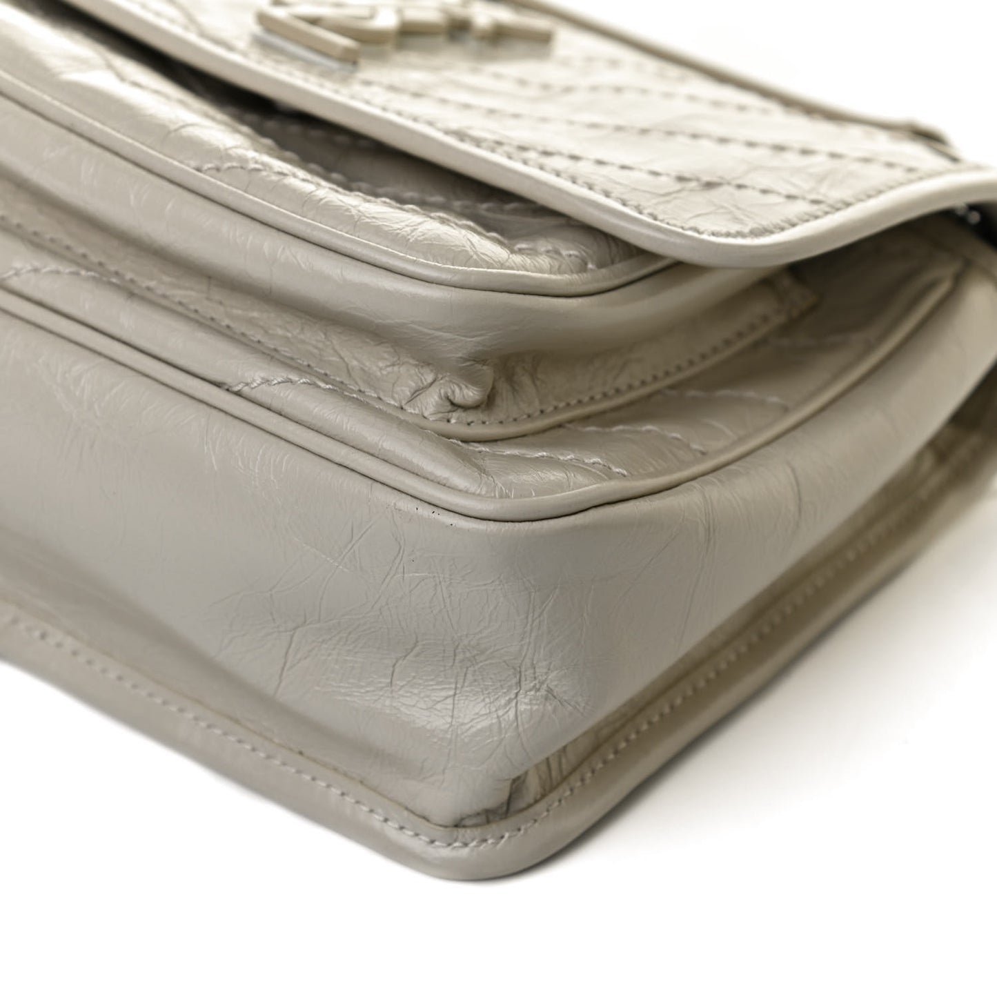 Crinkled Calfskin Matelasse Monogram Baby Niki Chain Satchel Crema Soft