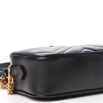 Gucci Calfskin Matelasse Mini GG Marmont Chain Shoulder Bag Black 8 of 11