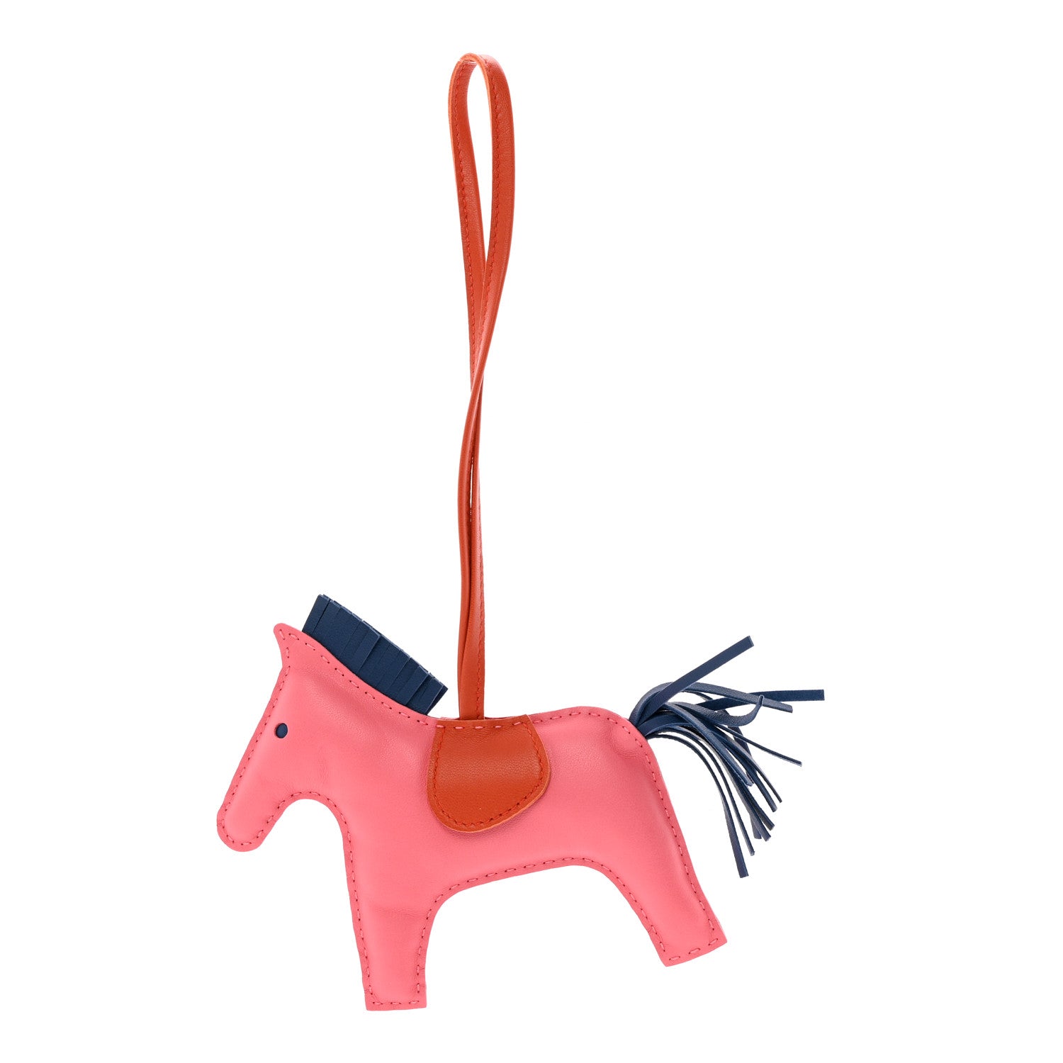 Hermes Milo Lambskin Grigri Rodeo Horse Bag Charm MM Rose Azalee Cornaline Bleu De Malte 1 of 4