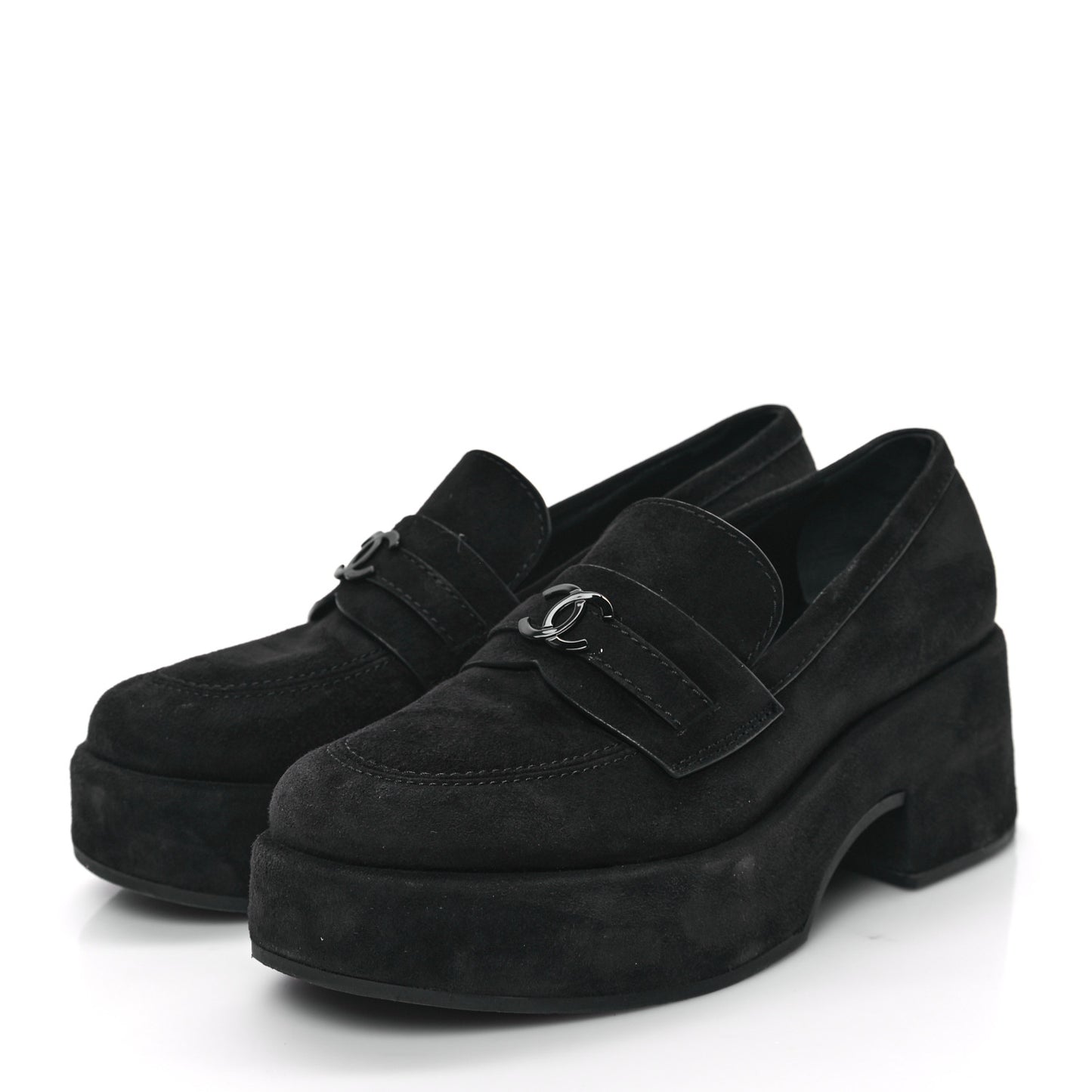 Suede CC Platform Loafers 36.5 Black