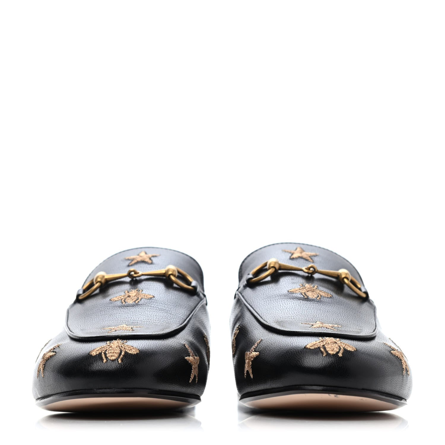 Gucci Goatskin Bee Star Embroidered Womens Princetown Slippers 40 Black 2 of 4