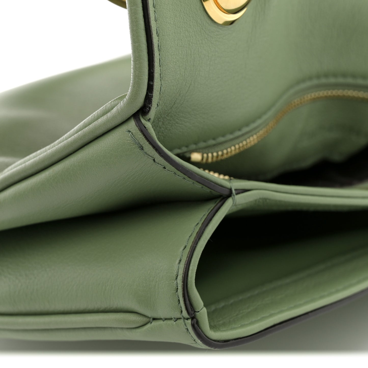 Roxy Calfskin Web Medium Blondie Top Handle Shoulder Flap Bag Salamander Green