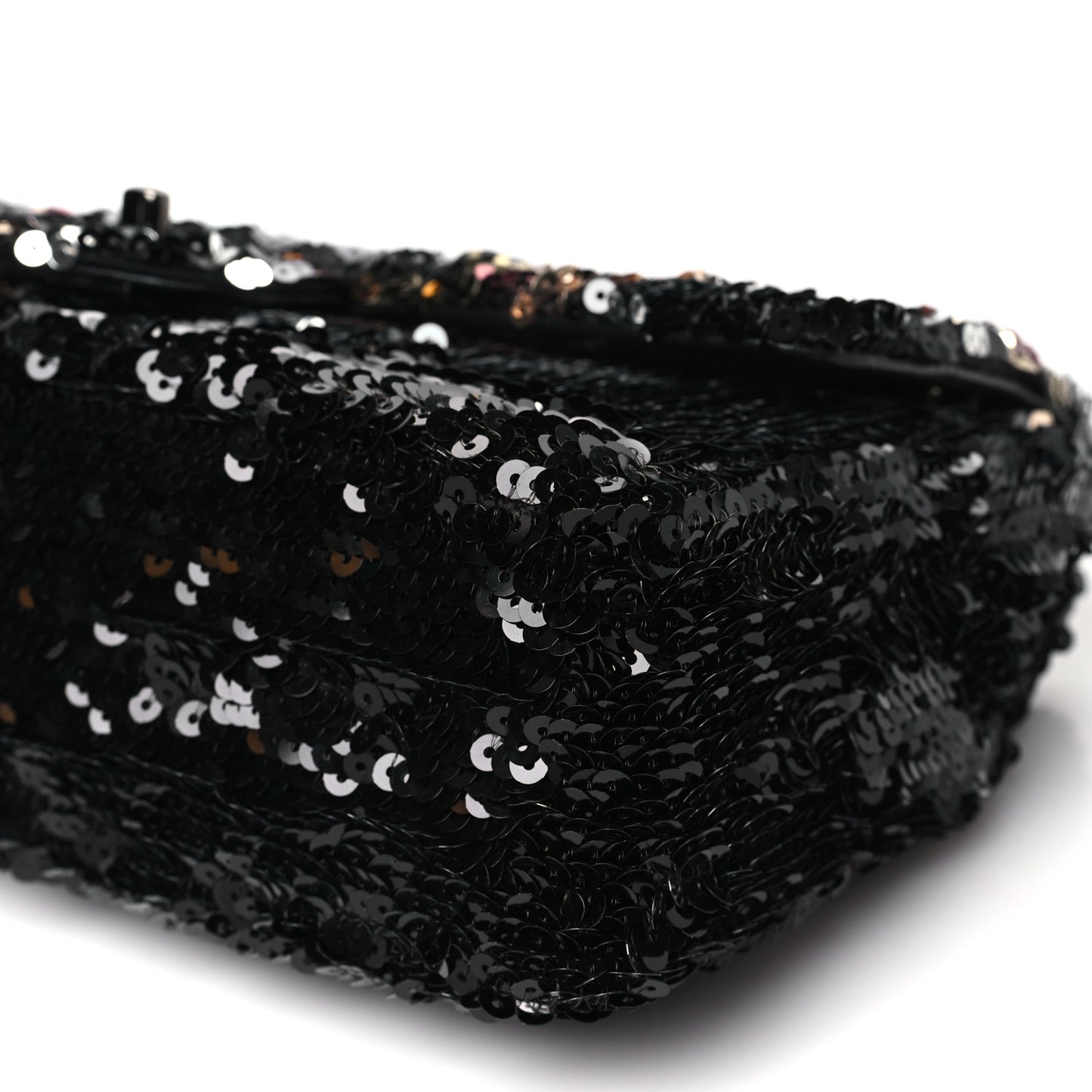 Sequin Medium Single Flap Silver Black Multicolor