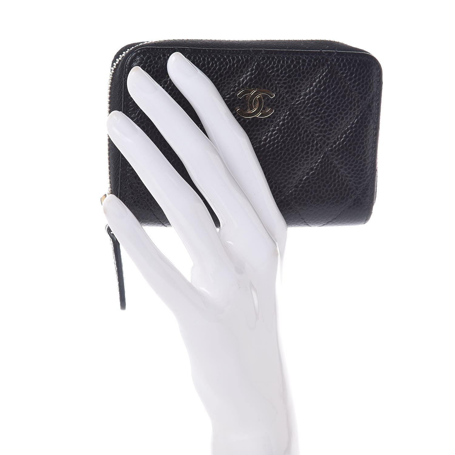 Chanel Caviar Quilted Zip Coin Purse Black 2 of 7