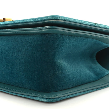 Chanel Velvet Chevron Quilted Medium Boy Flap Peacock Blue 9 of 9
