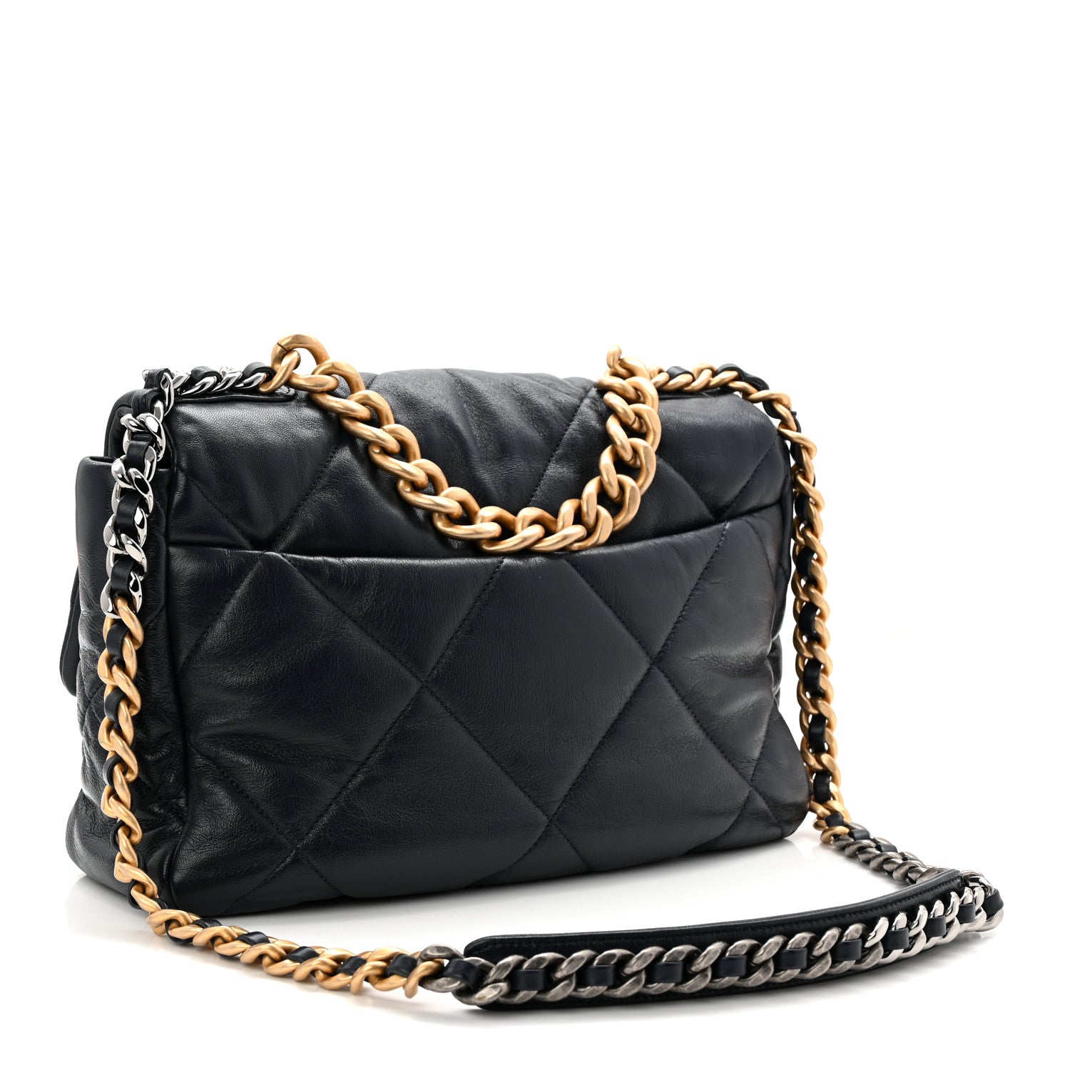 Chanel Goatskin Quilted Large Chanel 19 Flap Navy Blue 3 of 10