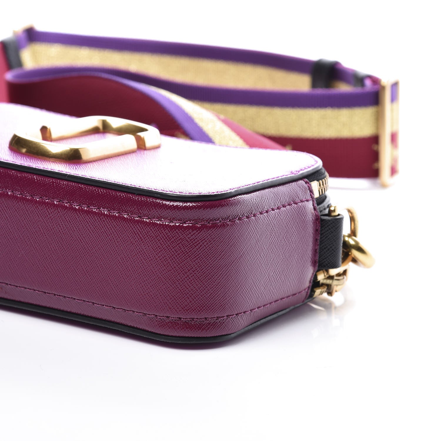 Marc Jacobs Saffiano Small Snapshot Camera Bag Purple Gold 7 of 10