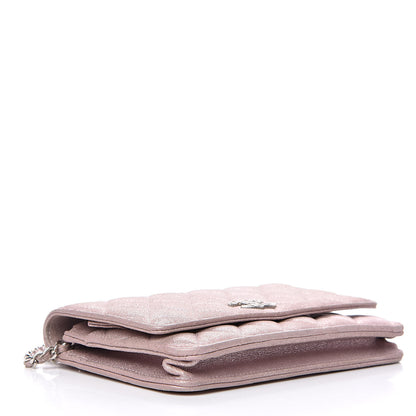 Chanel Iridescent Calfskin Quilted Wallet on Chain WOC Light Pink 4 of 12