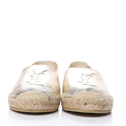 Saint Laurent Metallic Lambskin Monogram Espadrilles 36.5 Gold 2 of 9