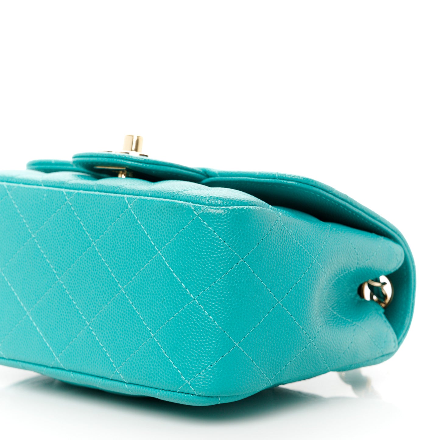 Caviar Quilted Mini Square Flap Turquoise
