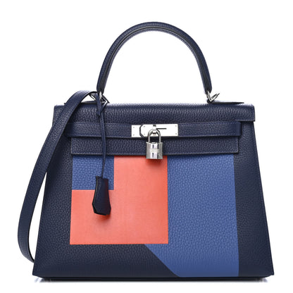 Hermes Togo Kellygraphie Lettre R Kelly Sellier 28 Bleu Nuit Bleu Brighton Terre Battue 1 of 8