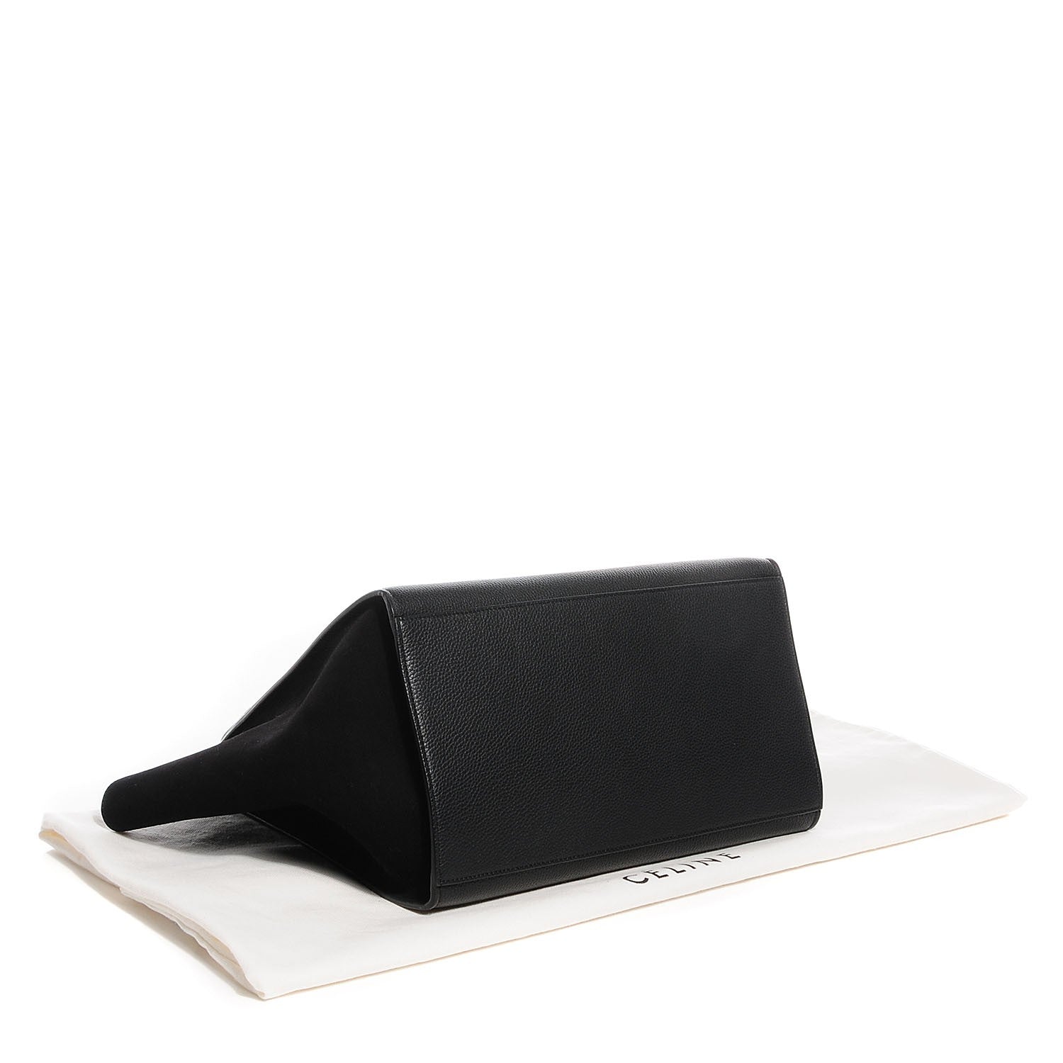 Celine Drummed Calfskin Suede Medium Trapeze Black 4 of 9