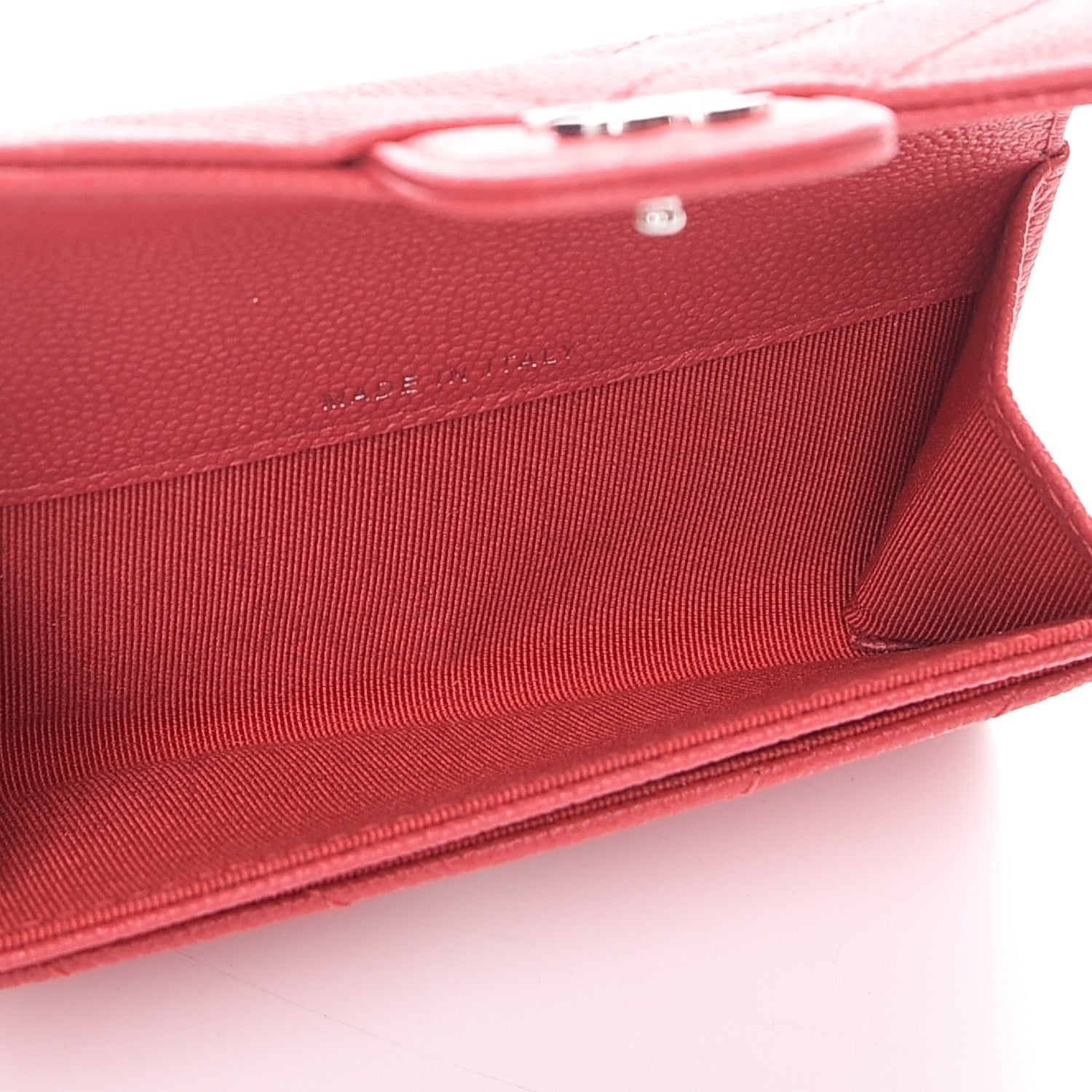 Chanel Caviar Chevron Quilted Card Holder Wallet Dark Pink 5 of 8