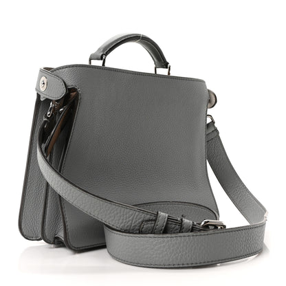 Fendi Cuoio Romano Vitello Cover Glazed Fabric Bi-Color FF 1974 Mini Peekaboo I SEE U Satchel  Grigio Chiaro Ghiaia 3 of 9