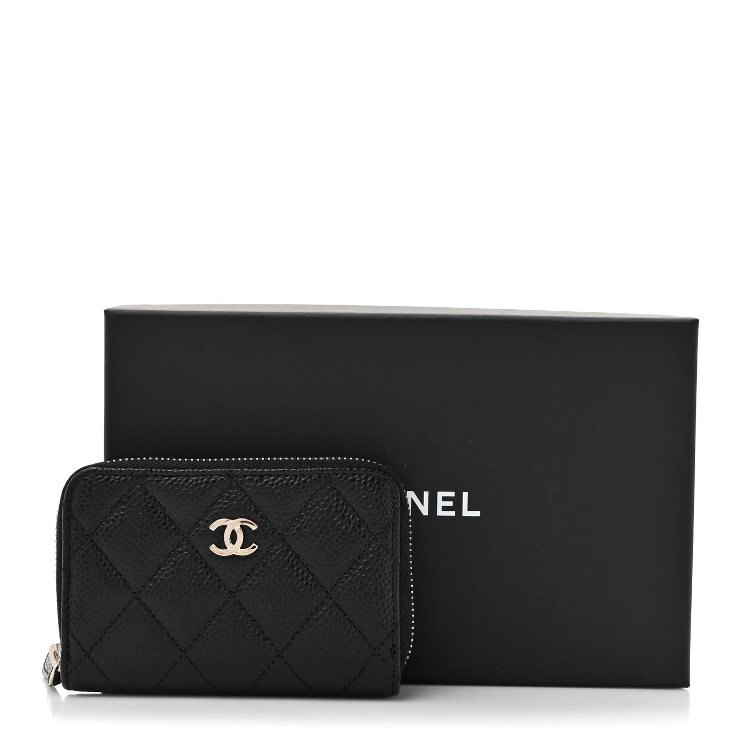 Caviar Quilted Zip Coin Purse Black
