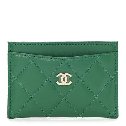 Chanel Lambskin Quilted Card Holder Green 1 of 9