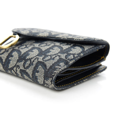 Christian Dior Monogram Compact Saddle Wallet Blue 8 of 11
