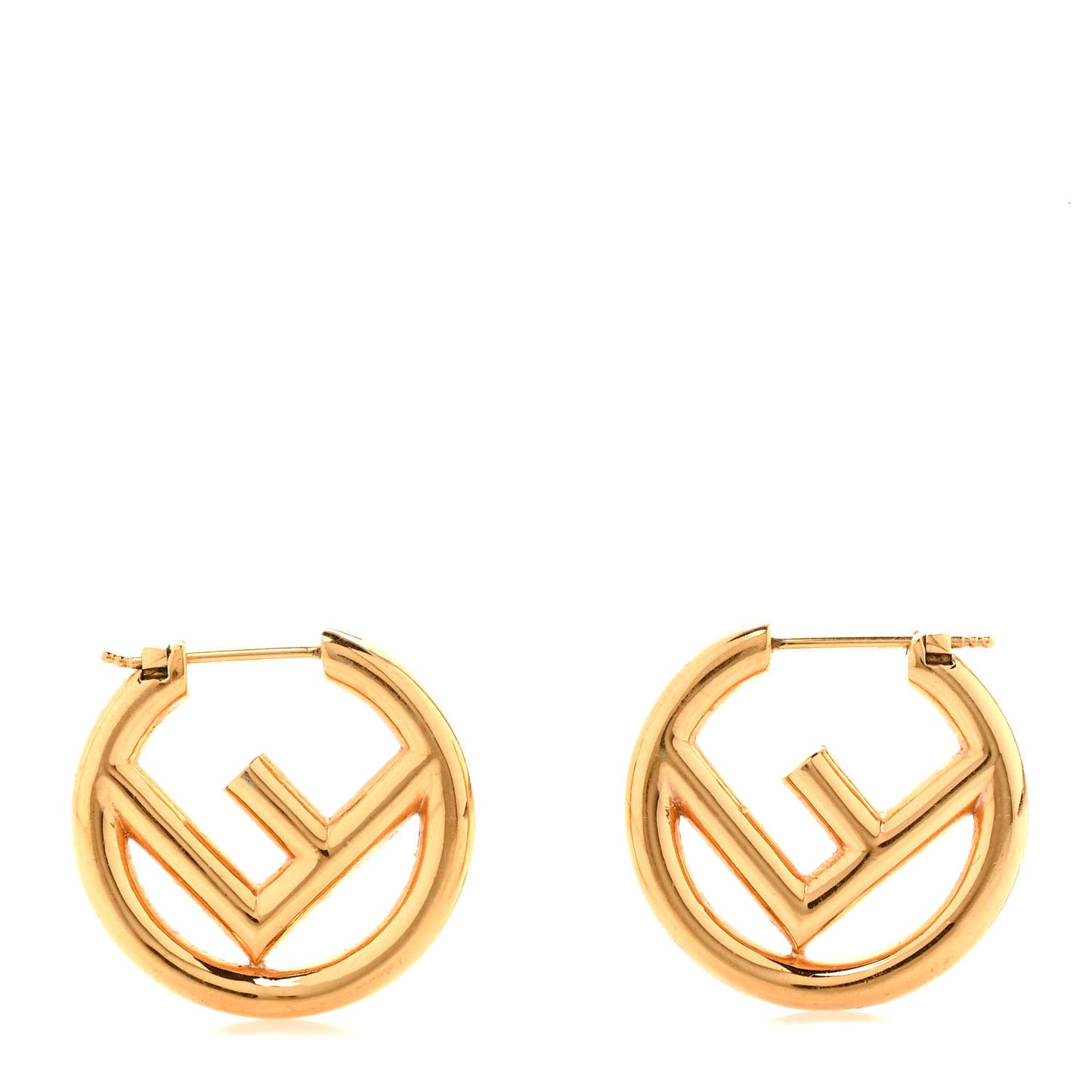 Metal FF Hoop Earrings Gold