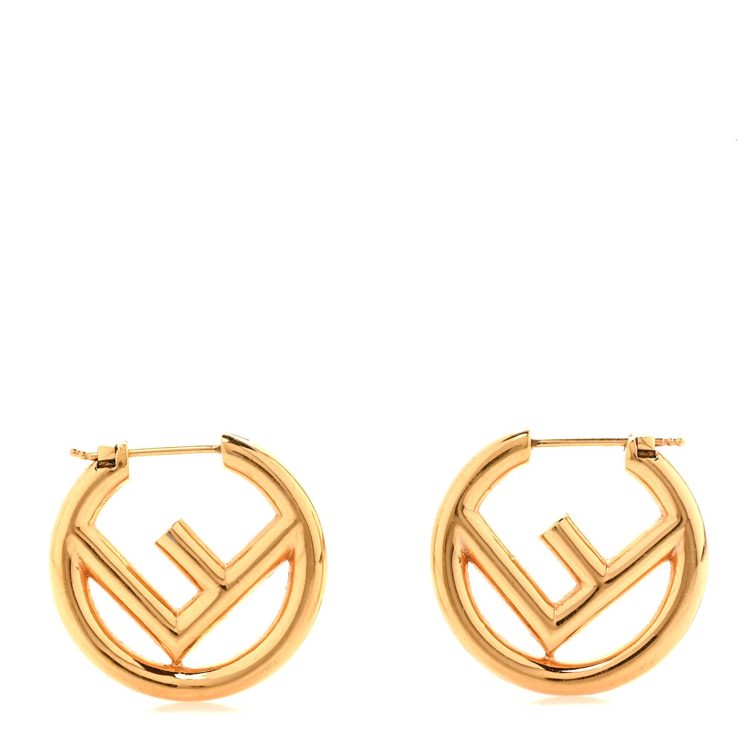 Fendi Metal FF Hoop Earrings Gold 1 of 4