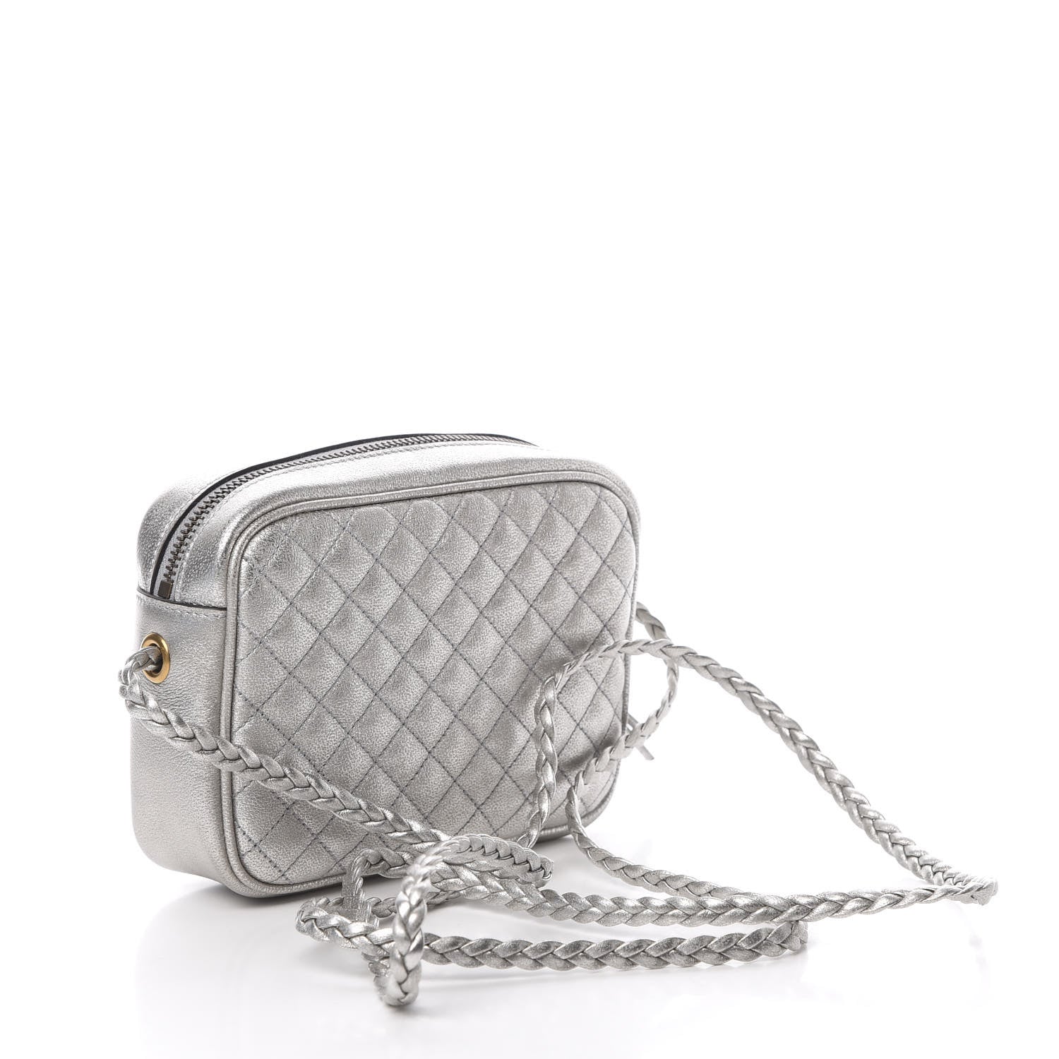 Gucci Laminated Nappa Web Trapuntata Mini GG Shoulder Bag Argento 3 of 11