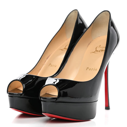 Christian Louboutin Patent Fetish Peep 130 Pumps 36 Black 3 of 9