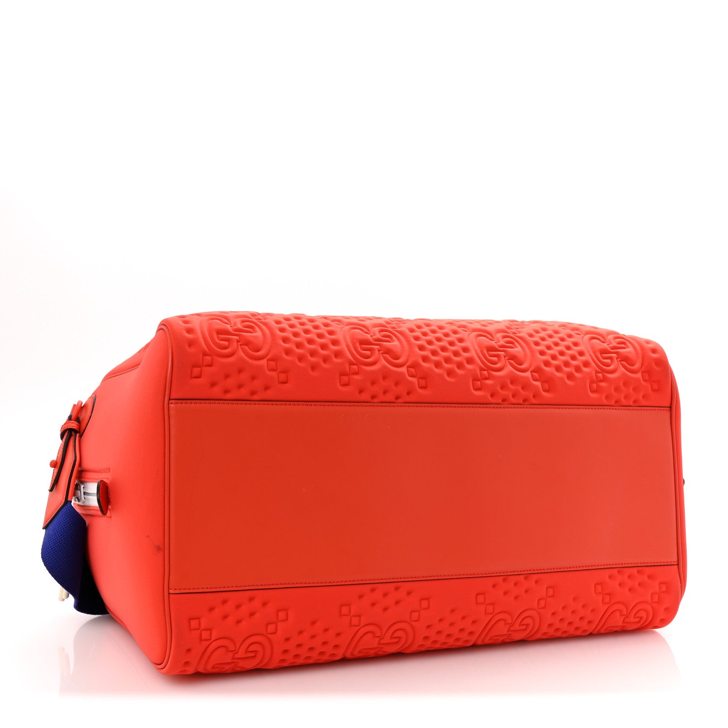 Gucci Monogram Jumbo Fabric Malaga GG Embossed Diver Duffle Bag Orange Pop Blue 3 of 8