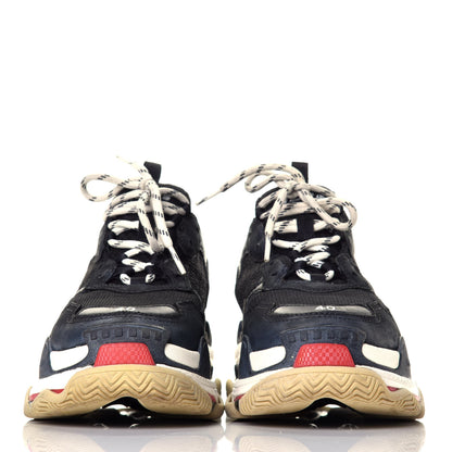Balenciaga Fabric Mesh Washed Effect Womens Triple S Sneakers 40 Black Red 2 of 7