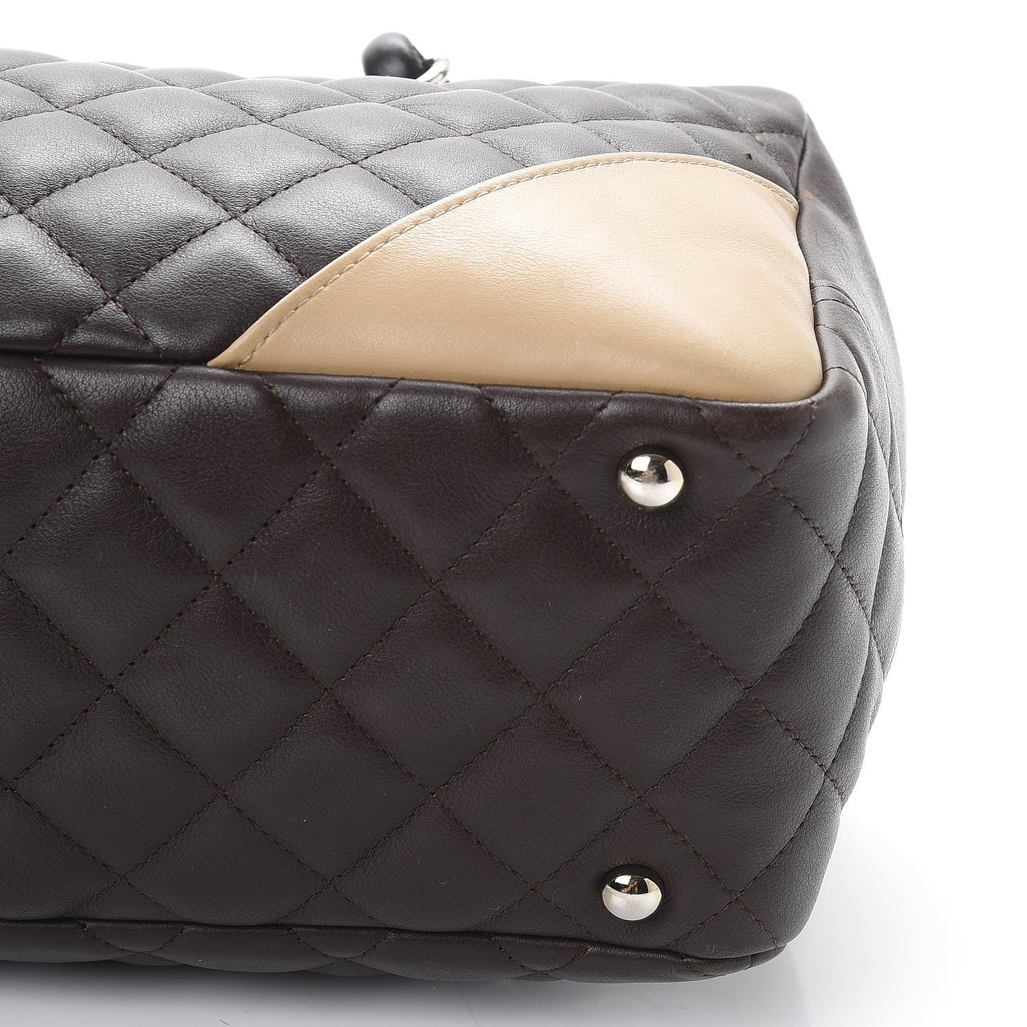 Chanel Calfskin Quilted Cambon Large Bowler Brown Beige 11 of 13