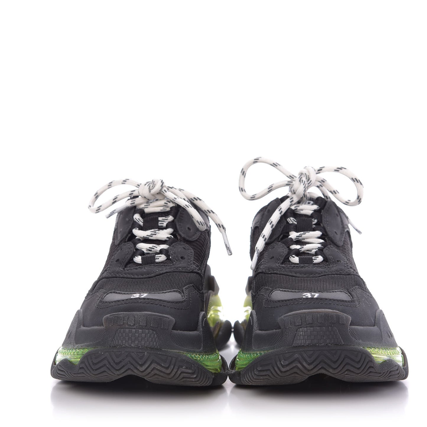 Fabric Mesh Clear Sole Womens Triple S Sneakers 37 Black Yellow Fluo