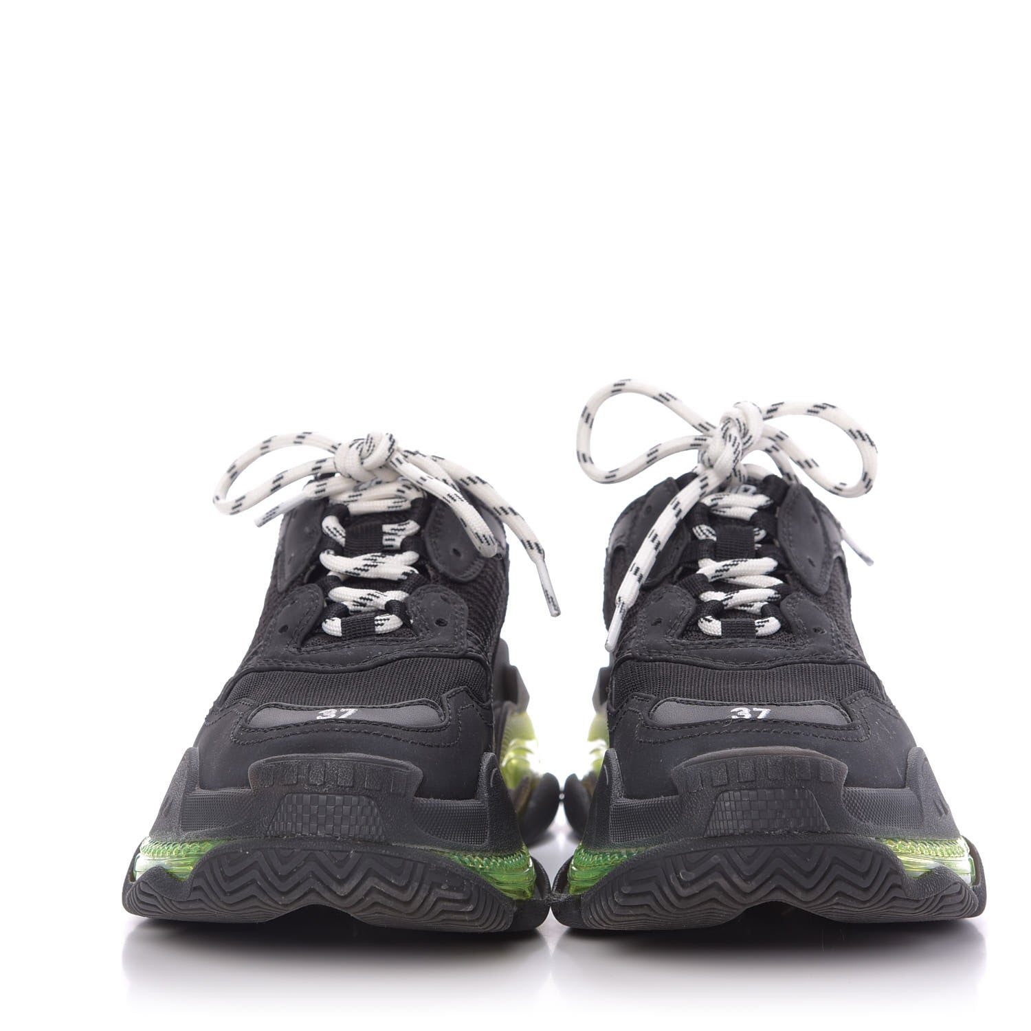 Balenciaga Fabric Mesh Clear Sole Womens Triple S Sneakers 37 Black Yellow Fluo 3 of 9