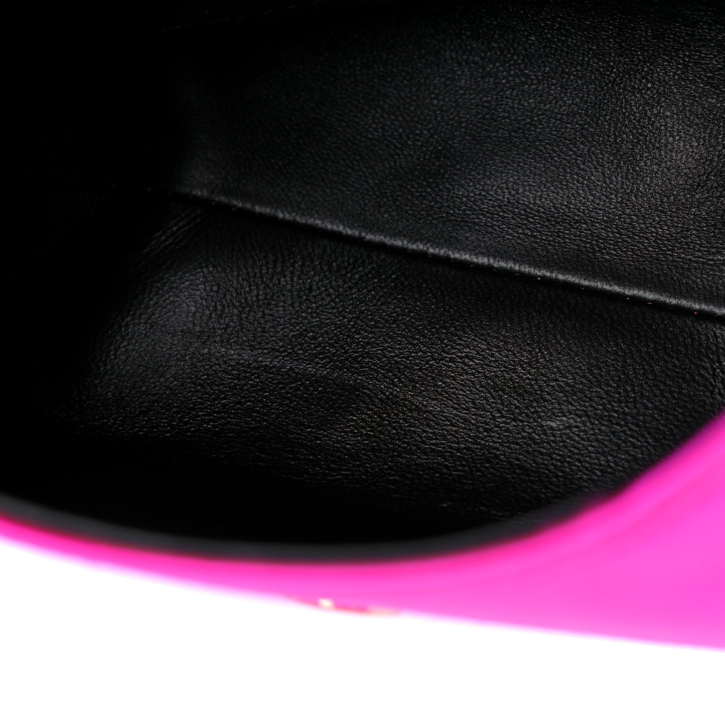 Satin Mini Label Chain Shoulder Bag Hot Pink