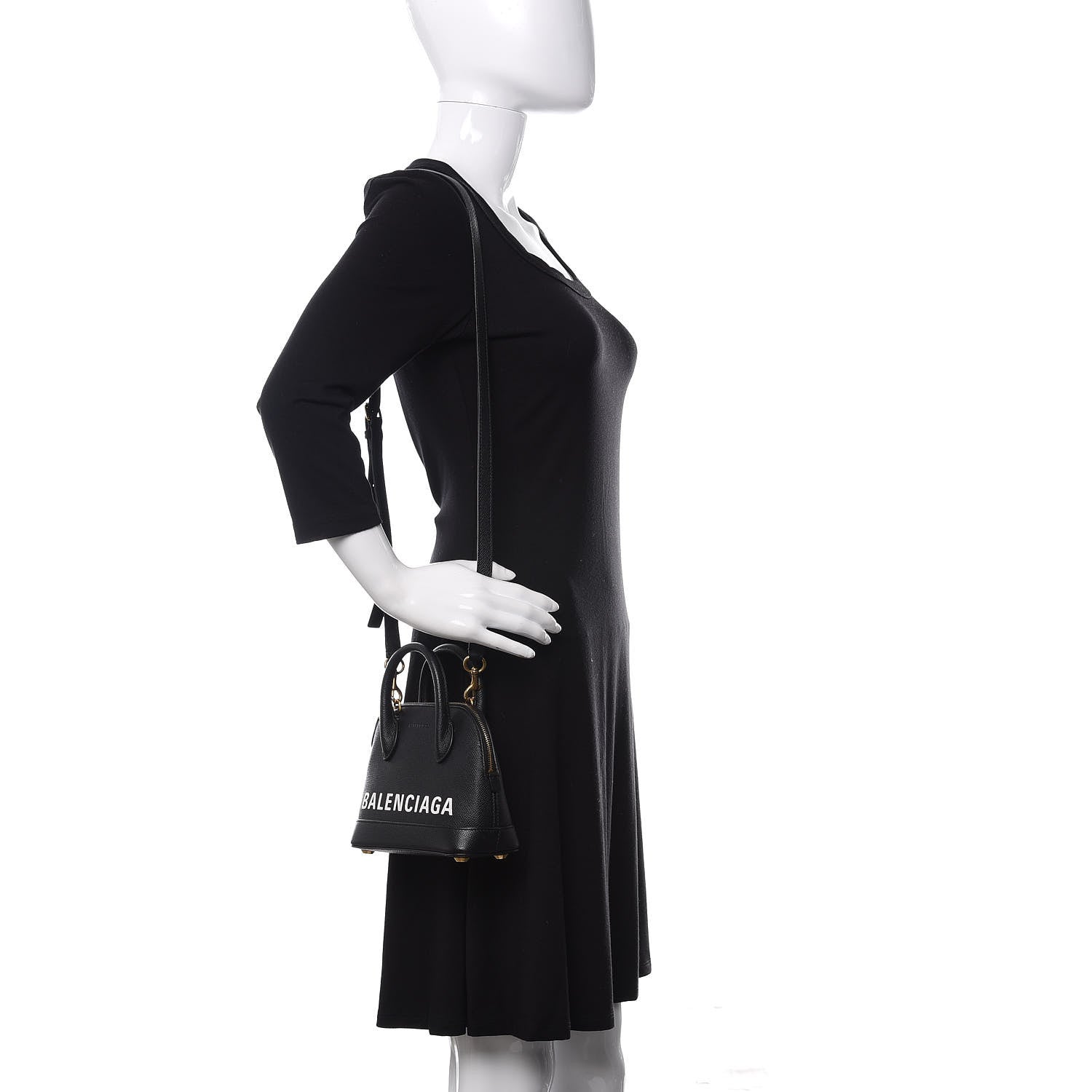 Balenciaga Signature Grained Calfskin XXS Ville Top Handle Bag Black White 2 of 9