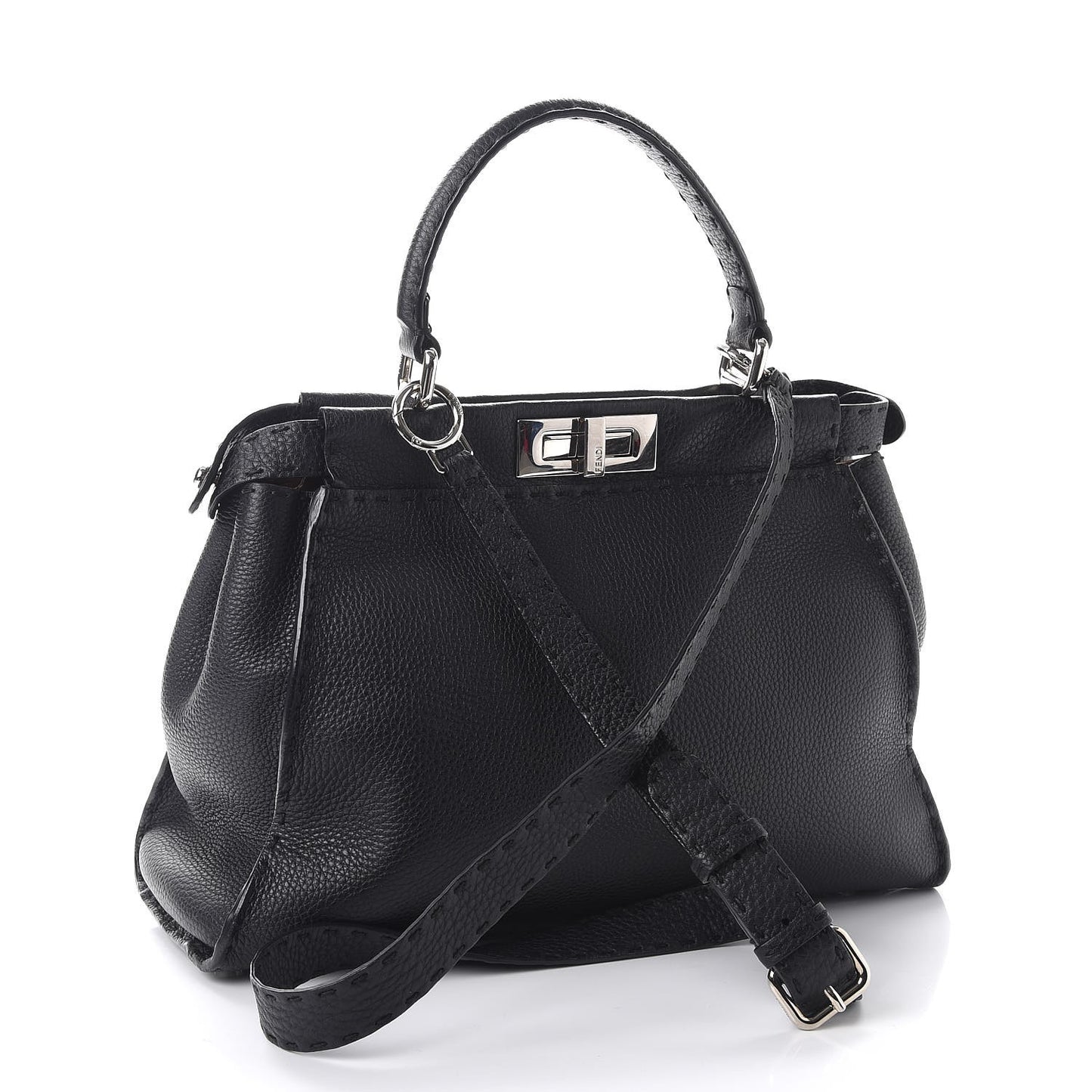 Cuoio Romano Selleria Bi-Color Medium Peekaboo Iconic Satchel Black Mou