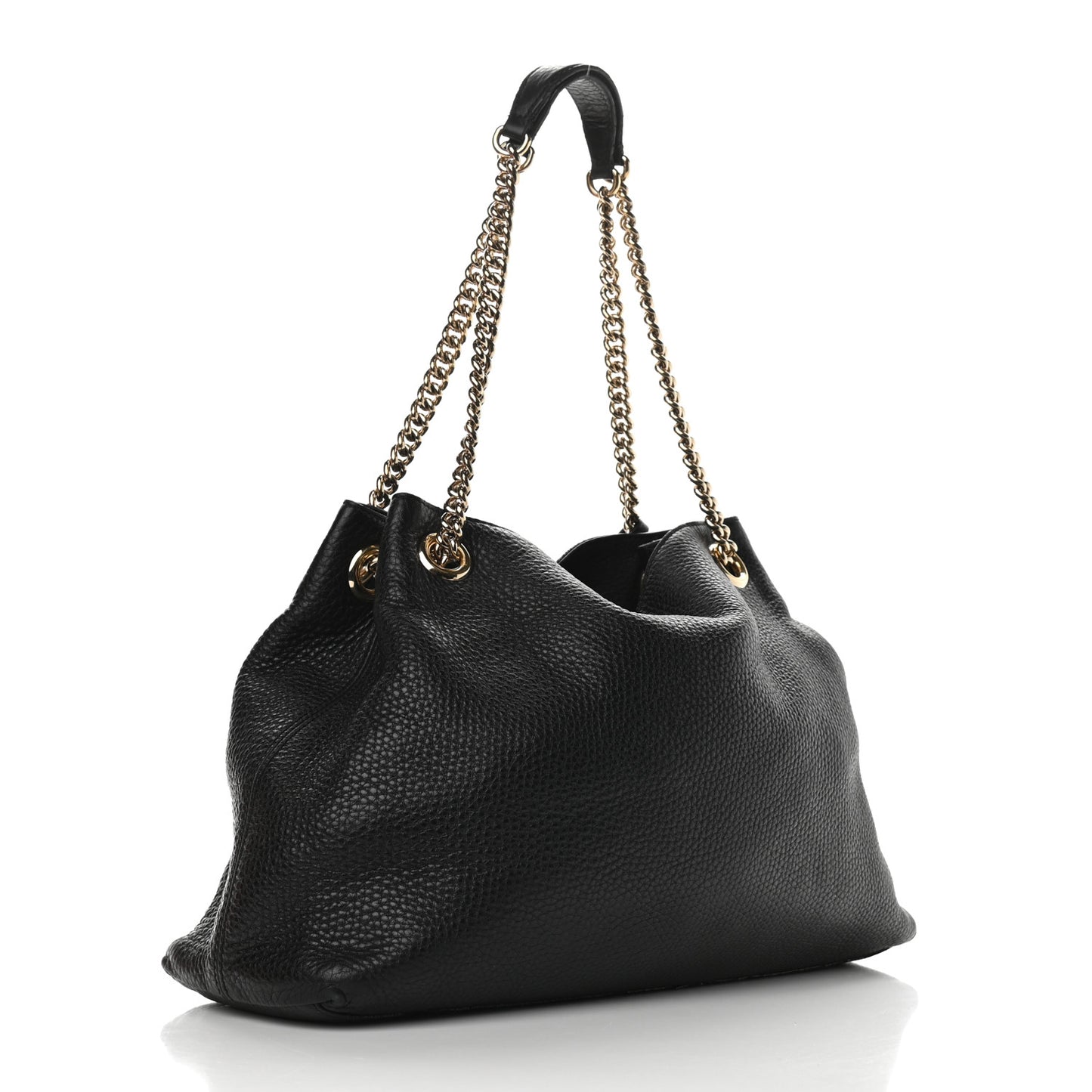 Pebbled Calfskin Medium Soho Chain Shoulder Bag Black