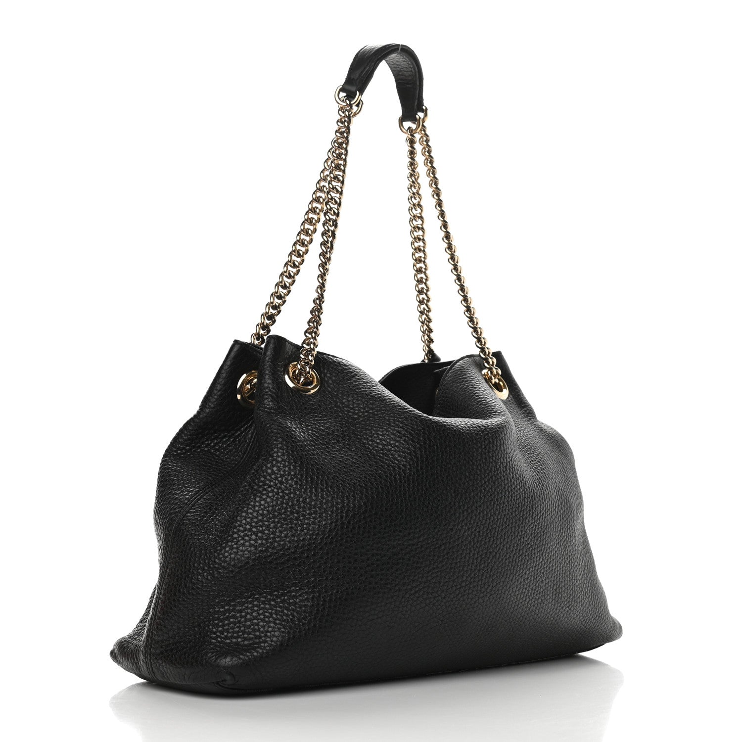 Gucci Pebbled Calfskin Medium Soho Chain Shoulder Bag Black 3 of 13