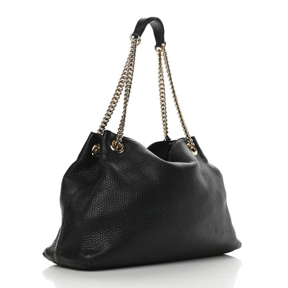 Gucci Pebbled Calfskin Medium Soho Chain Shoulder Bag Black 3 of 13
