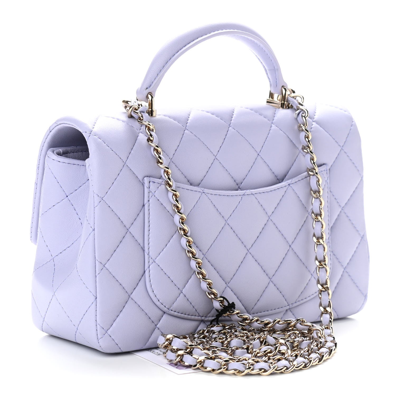 Chanel Lambskin Quilted Mini Top Handle Rectangular Flap Light Purple 3 of 11