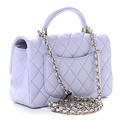 Chanel Lambskin Quilted Mini Top Handle Rectangular Flap Light Purple 3 of 11