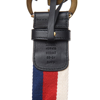Gucci Nylon Calfskin Sylvie Web Double G 40mm Belt 85 34 Mystic White Hibiscus Red Maritime Black 5 of 5