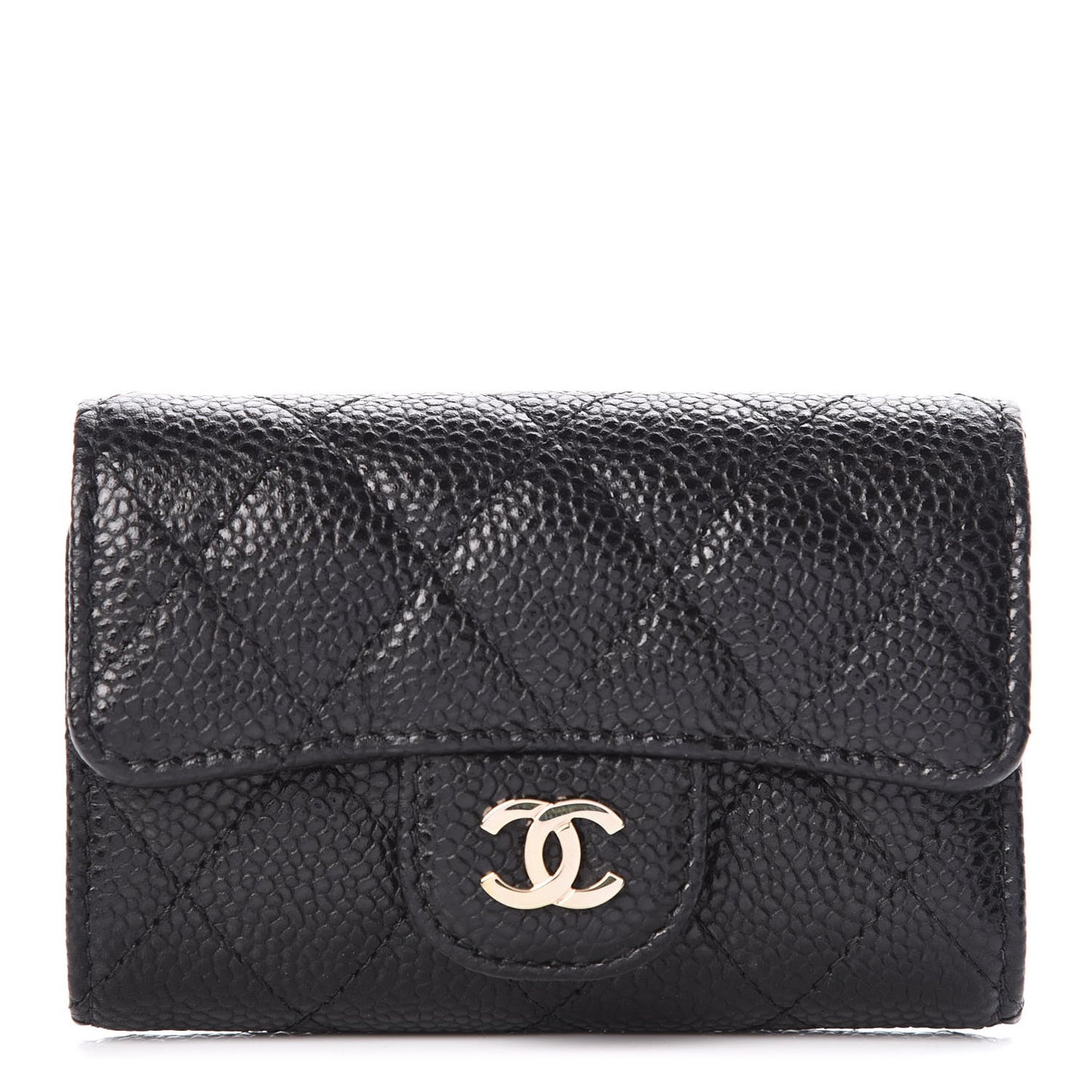 Caviar Quilted Classic 4 Key Holder Wallet Black