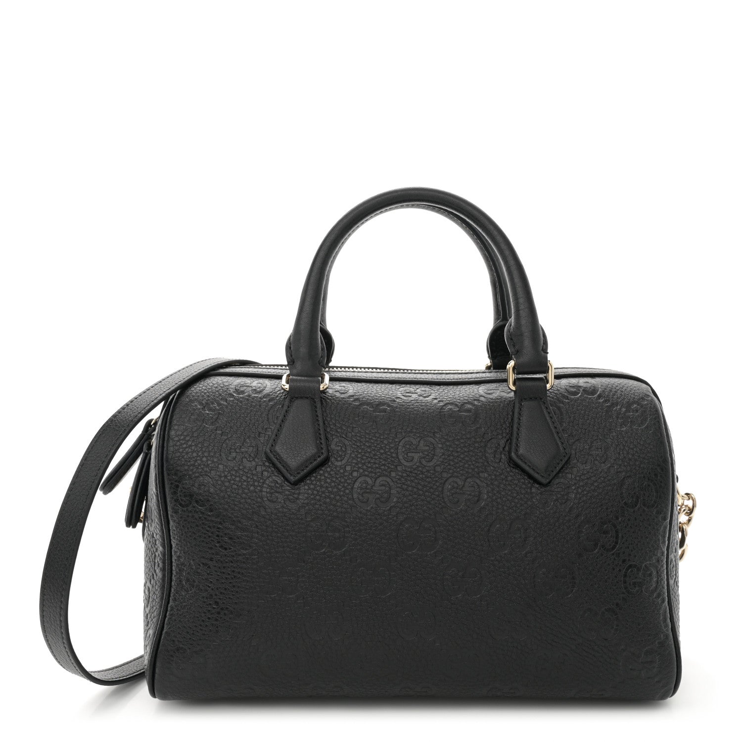 Gucci Calfskin GG Emblem Small Top Handle Bag Black 1 of 10