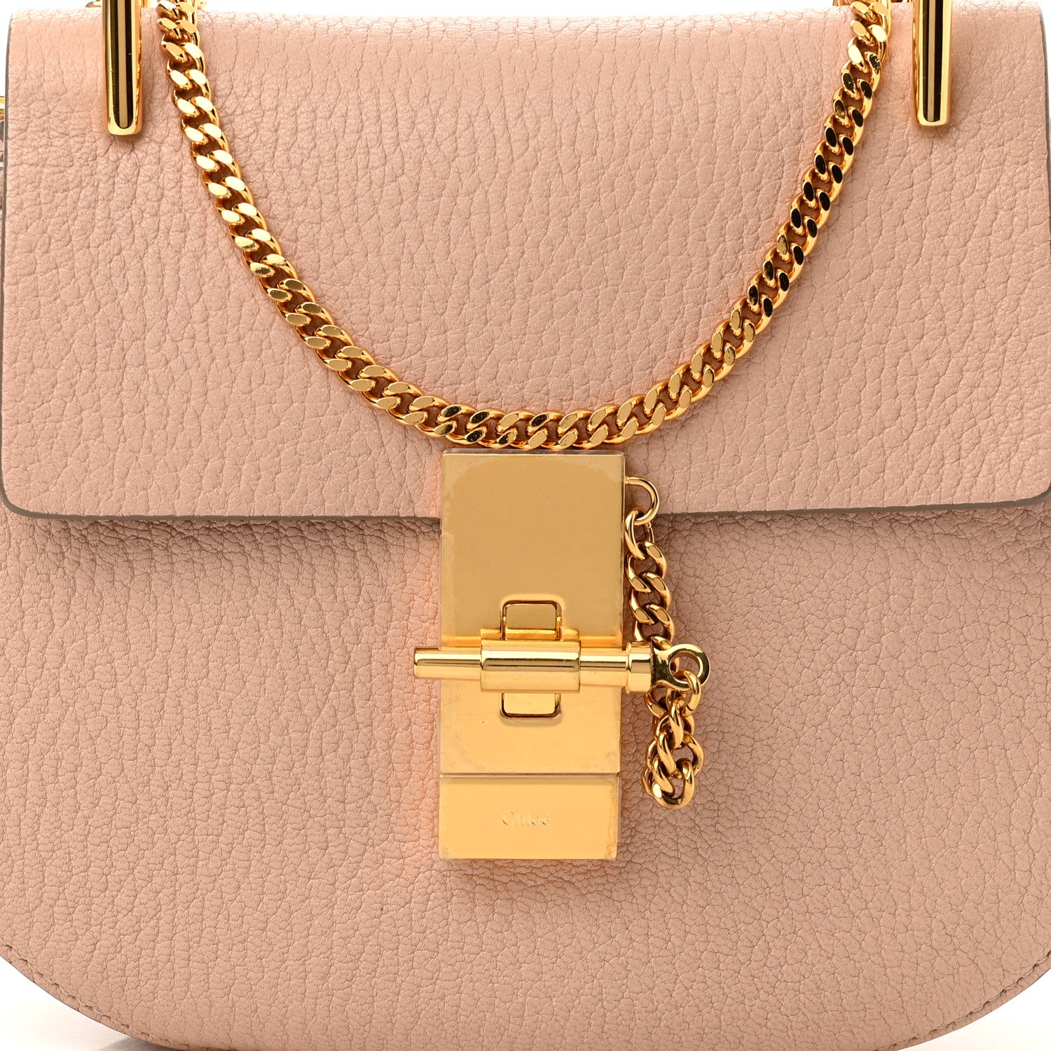 Chloe Grained Lambskin Mini Drew Shoulder Bag Cement Pink 7 of 9