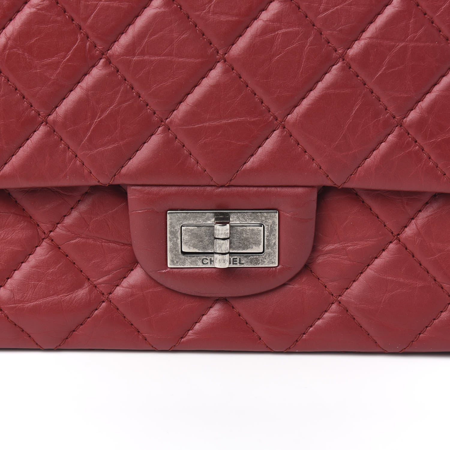 Chanel Aged Calfskin Quilted 2.55 Reissue 227 Flap Red 9 of 10