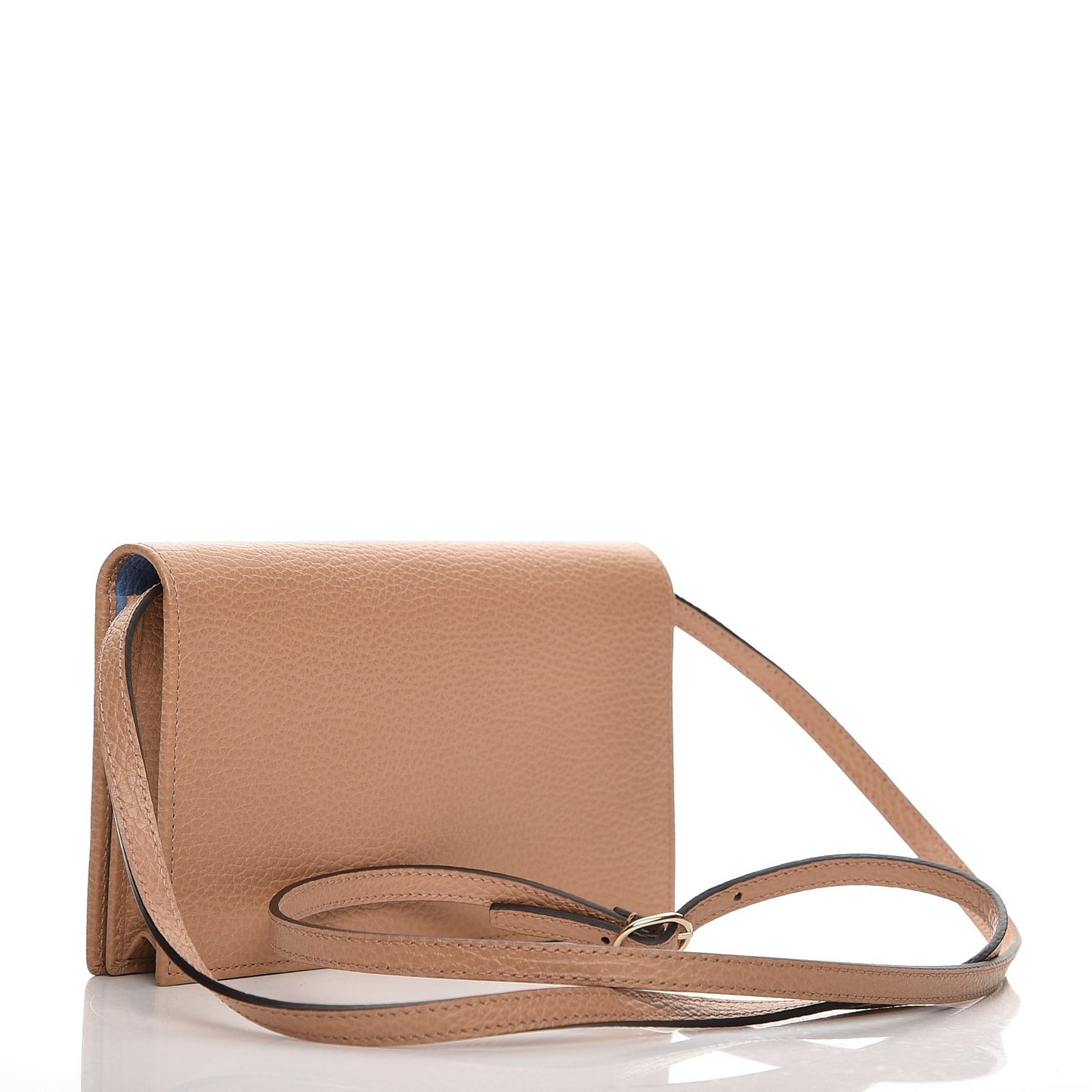 Dollar Calfskin Mini Swing Wallet Bag Camelia Mineral Blue