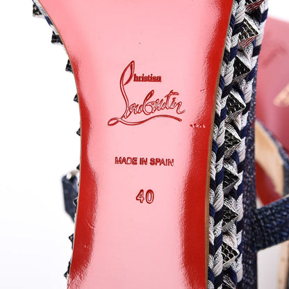 Christian Louboutin Lame Lux Pyraclou 60 Platform Sandals 40 Denim 6 of 7