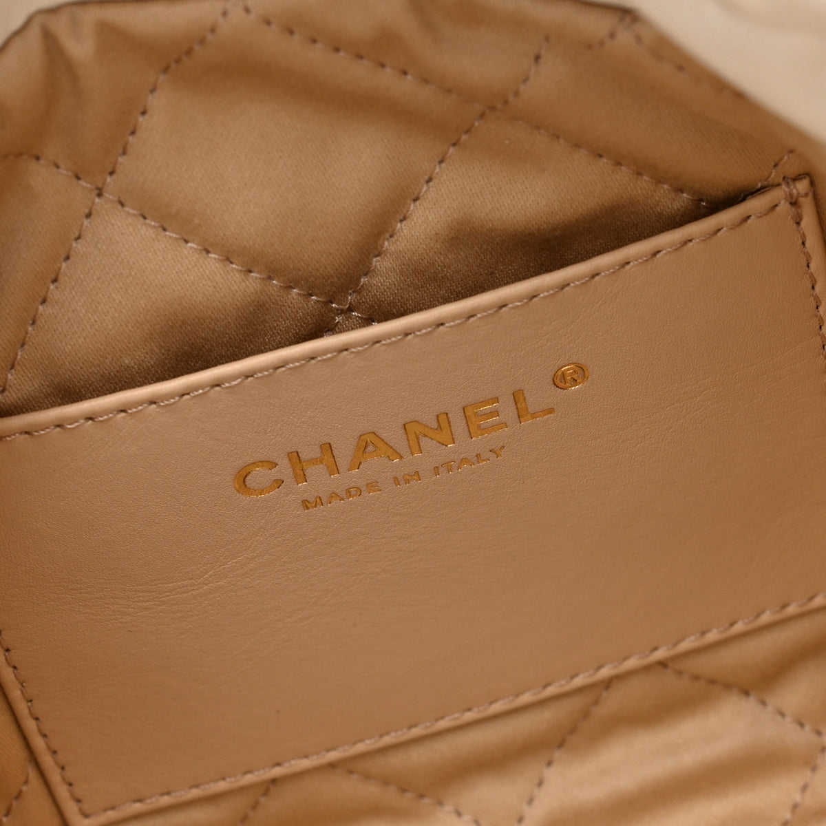Shiny Calfskin Quilted Mini Chanel 22 White