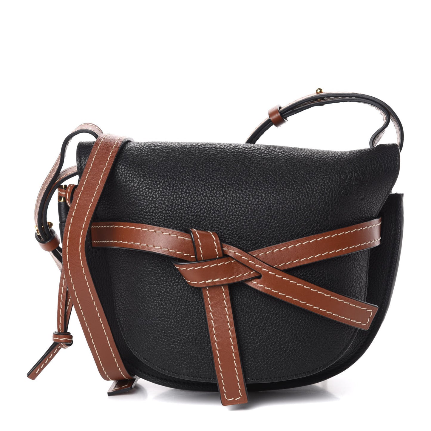 Grained Calfskin Small Gate Crossbody Bag Pecan Black