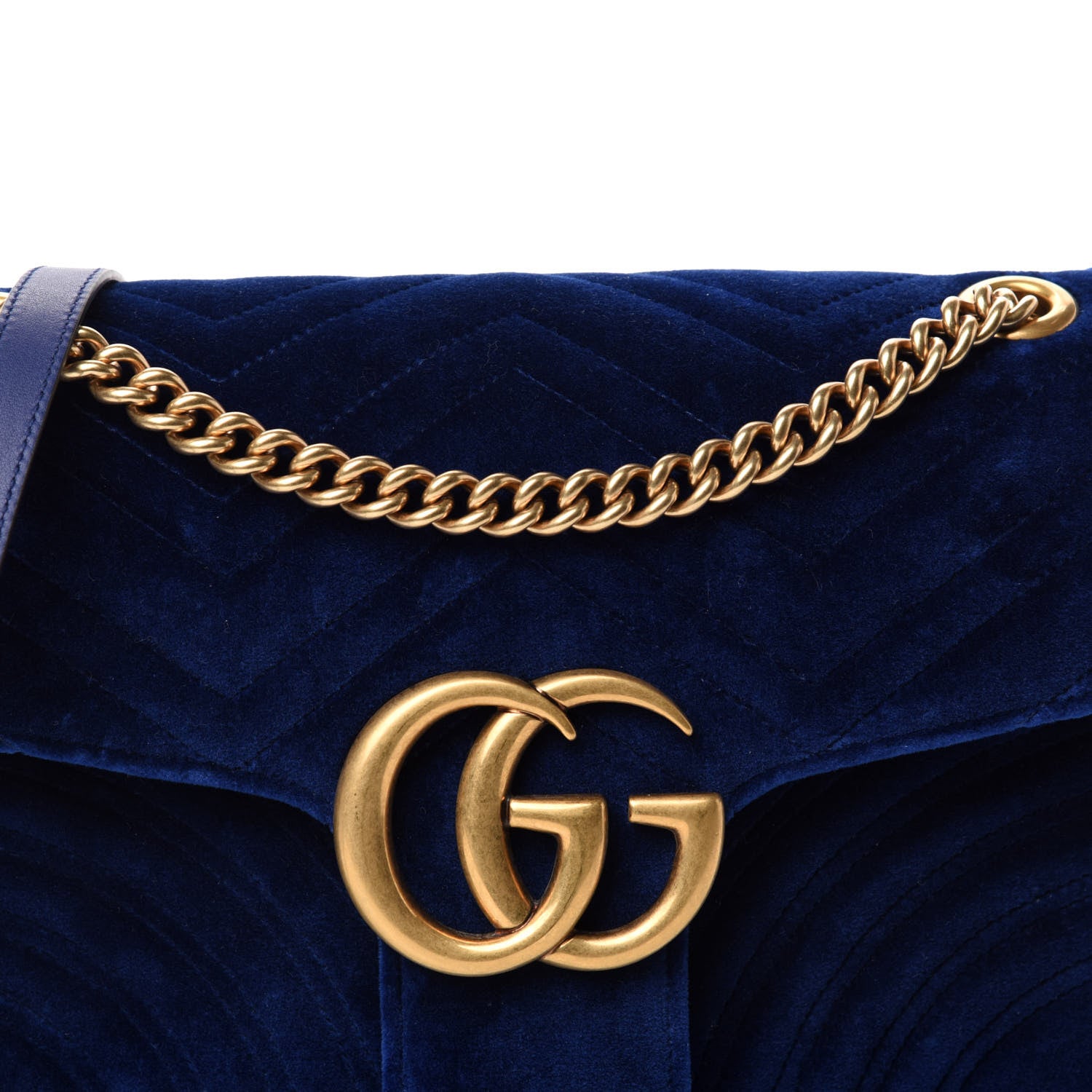 Gucci Velvet Matelasse Medium GG Marmont Shoulder Bag Cobalt Blue 11 of 11