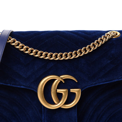 Gucci Velvet Matelasse Medium GG Marmont Shoulder Bag Cobalt Blue 11 of 11